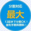 分割対応 最大 12回まで分割OK！金利手数料無料！